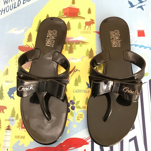 Coach Shoes - COACH “Pretty” Jelly Bow Flip Flop Sandals
